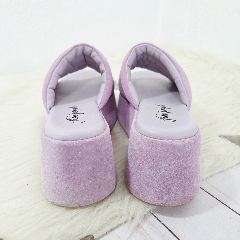 Free People Almost Paradise Flatform Sandals Orchid Purple Suede Pastel Size 37 - Picture 5 of 11